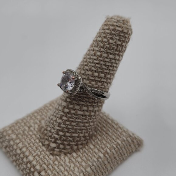 Size 7 Silver And Copper Tone Cubic Zirconia Gems Ring A2879 - Picture 3 of 8